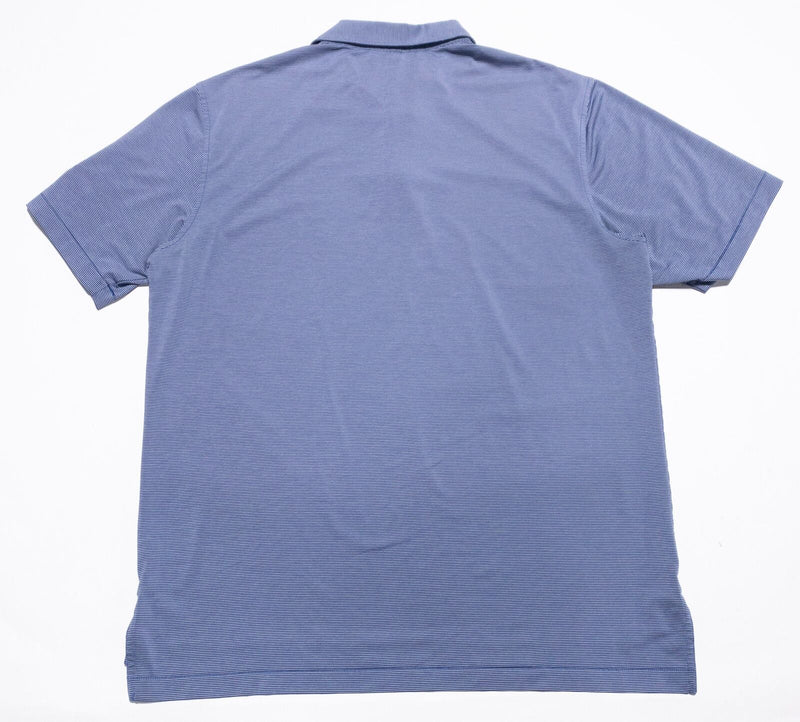 Peter Millar Summer Comfort Polo Large Men's Shirt Blue Gray Stripe Wicking Golf