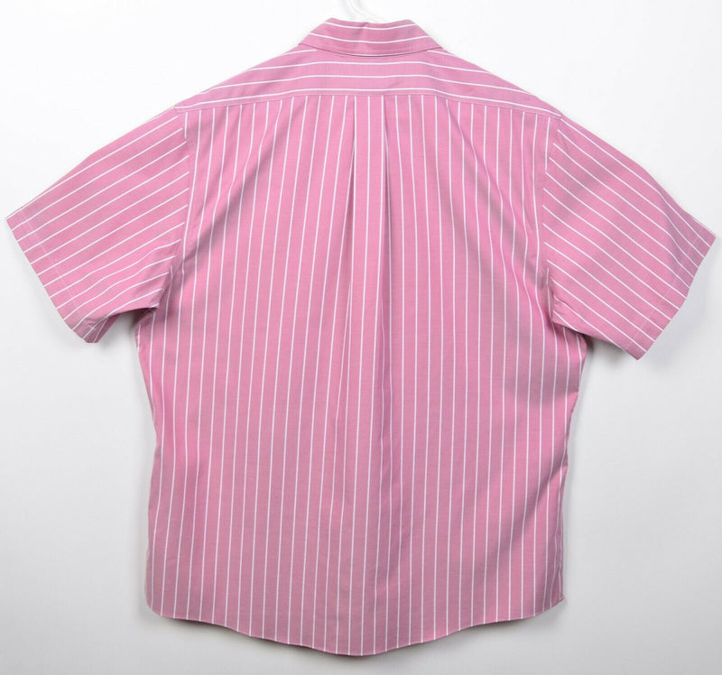 Brooks Brothers Men's Large Regent Fit Non-Iron Stretch Pink Striped Logo Shirt