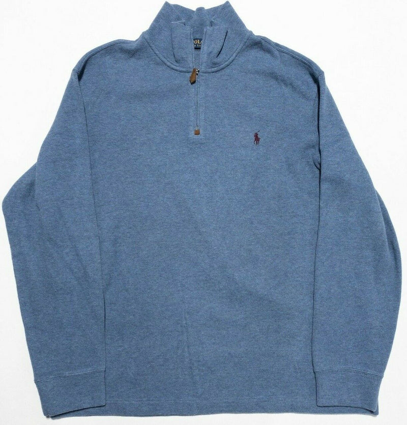 Polo Ralph Lauren Sweatshirt Men's XL Solid Blue Pony 1/4 Zip Pullover Sweater