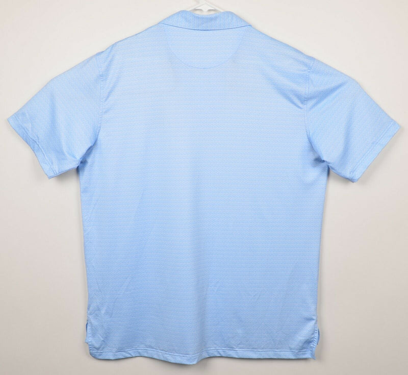 Peter Millar Summer Comfort Men's Large Blue Geometric Golf Tees Polo Shirt