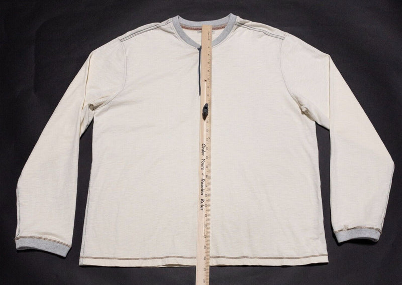 Carbon 2 Cobalt Henley Shirt Men's Large Long Sleeve Off White 3-Button Cotton
