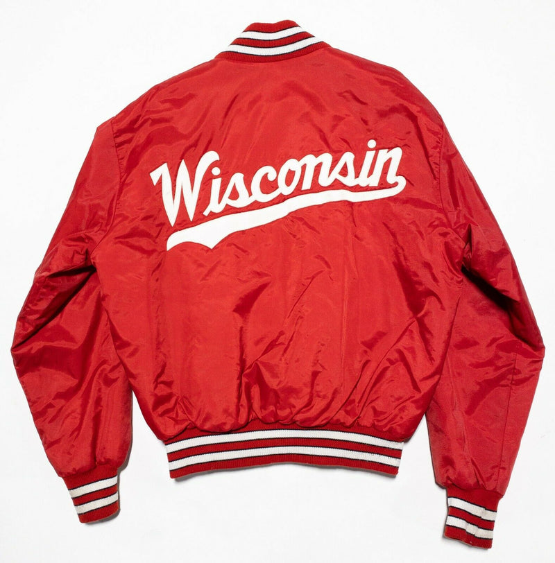 Wisconsin Badgers Vintage 80s Delong Snap Varsity Jacket Satin Red Men's Large