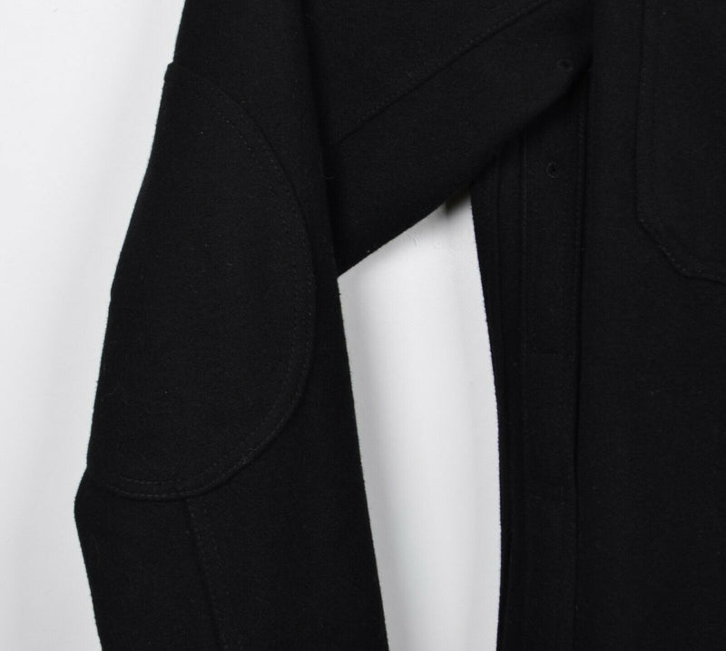 Relwen Men's Medium Wool Blend Solid Black Elbow Pads Pocket Shirt Jacket