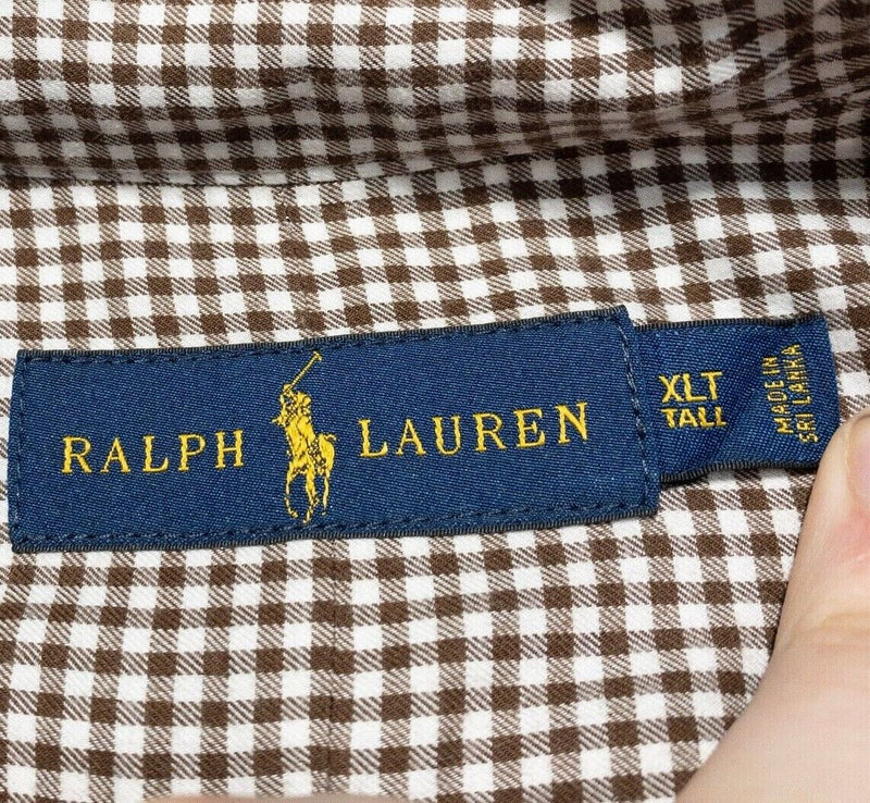 Polo Ralph Lauren Shirt XL Tall Men's Long Sleeve Button-Down Brown Check XLT