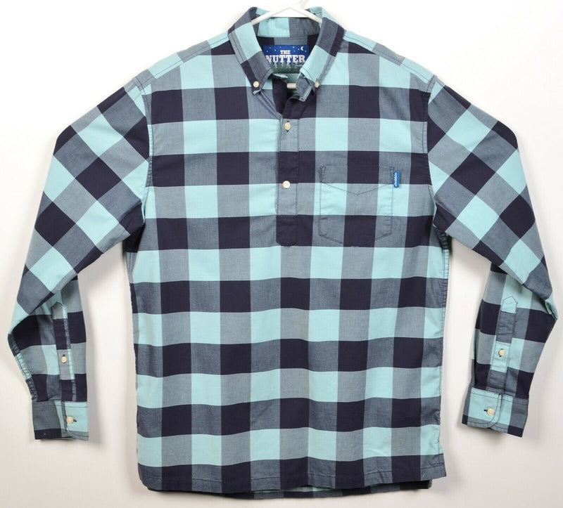 The Nutter Chubbies Men's Medium Blue Green Check Popover Button-Down Shirt