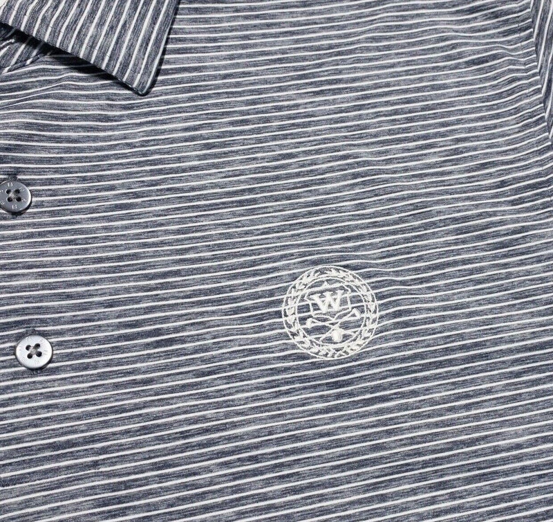 FootJoy Golf Shirt Medium Men's Polo Heather Gray Striped Wicking Stretch