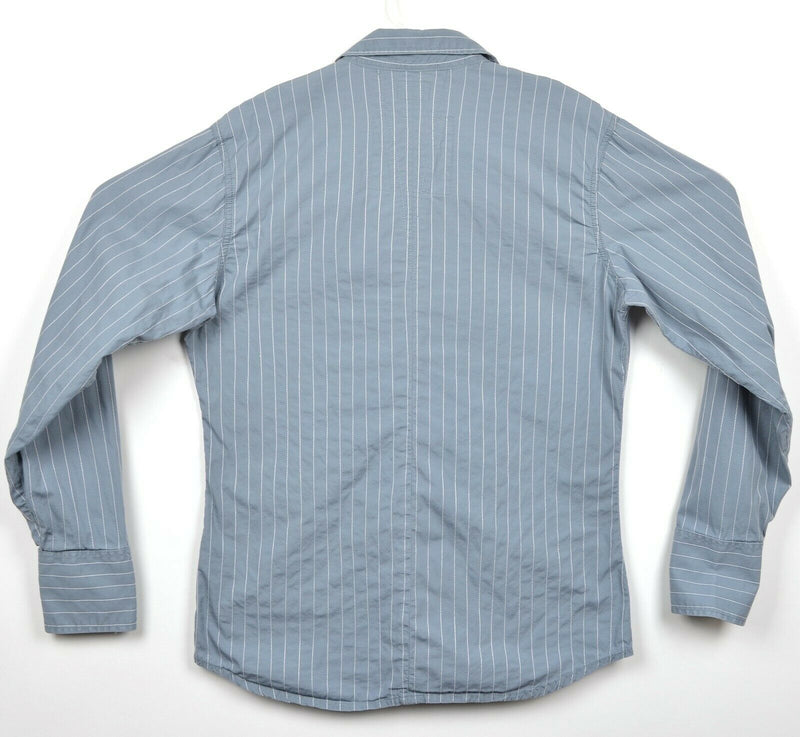G-Star Raw Men's Sz Large Blue Striped Long Sleeve Button-Front Shirt
