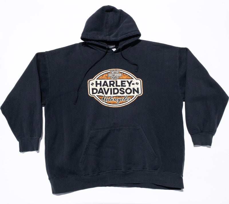 Harley-Davidson Hoodie Men's 2XL Pullover Sweatshirt Black Biker Logo