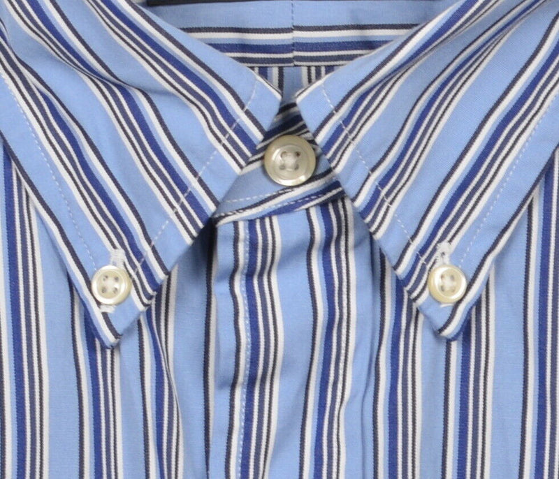 Polo Ralph Lauren Men's XL Blue Striped Logo Long Sleeve Button-Down Shirt