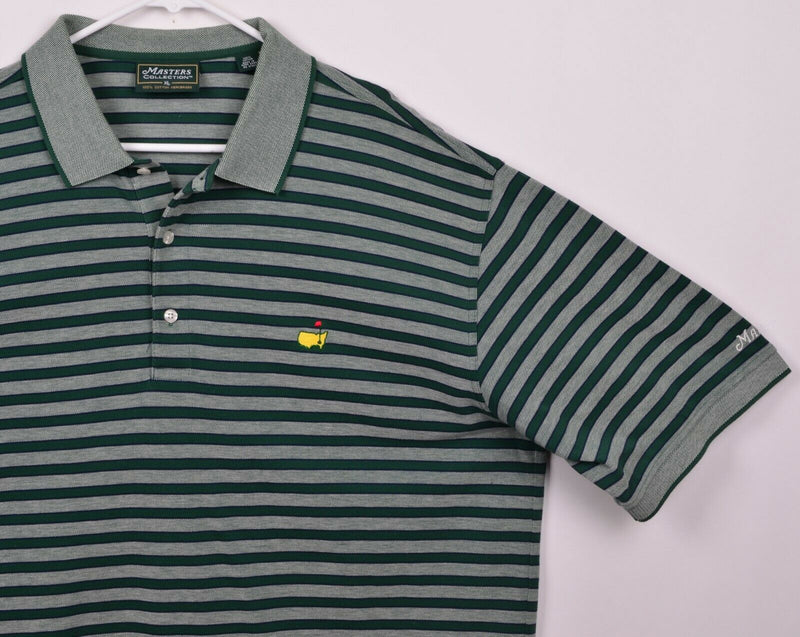 Masters Collection Men's Sz XL Masters Golf Green Gray Striped Polo Shirt