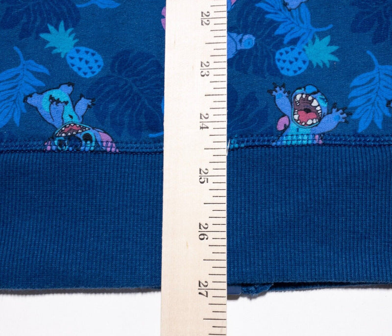 Disney Lilo & Stitch Hoodie Men's XL Full Zip Hooded Pattern Floral Blue