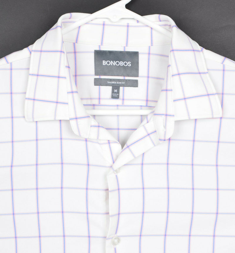 Bonobos Men's Sz Medium Tailored Slim Pink Plaid Performance Stretch Dress Shirt