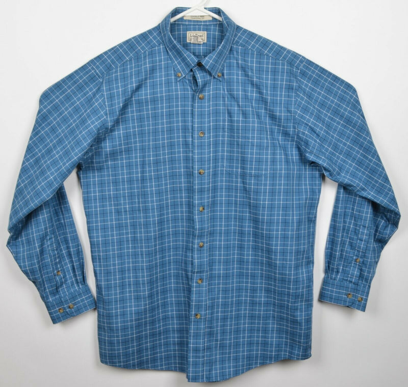 LL Bean Men's LT Large Tall Wrinkle Free Blue Windowpane Twill Button-Down Shirt