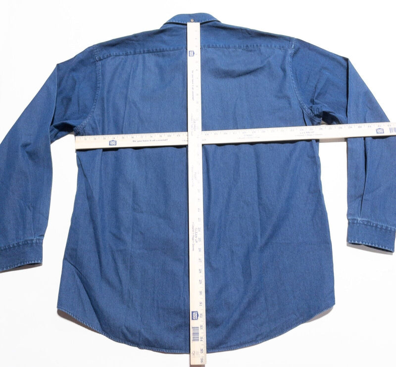 Faconnable Denim Shirt Men's XL Long Long Sleeve Button-Down Blue Vintage 90s