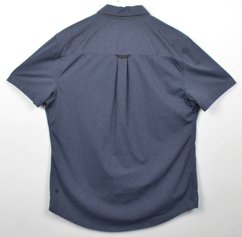 Lululemon Men's Sz Large? Blue Gray Micro-Stripe Athleisure Casual Button Shirt