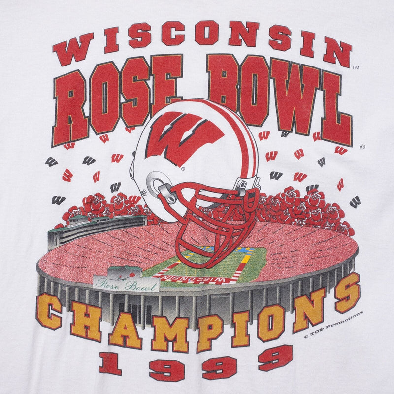 Wisconsin Badgers Rose Bowl 1999 T-Shirt Mens XL Santee White Vintage 90s Champs
