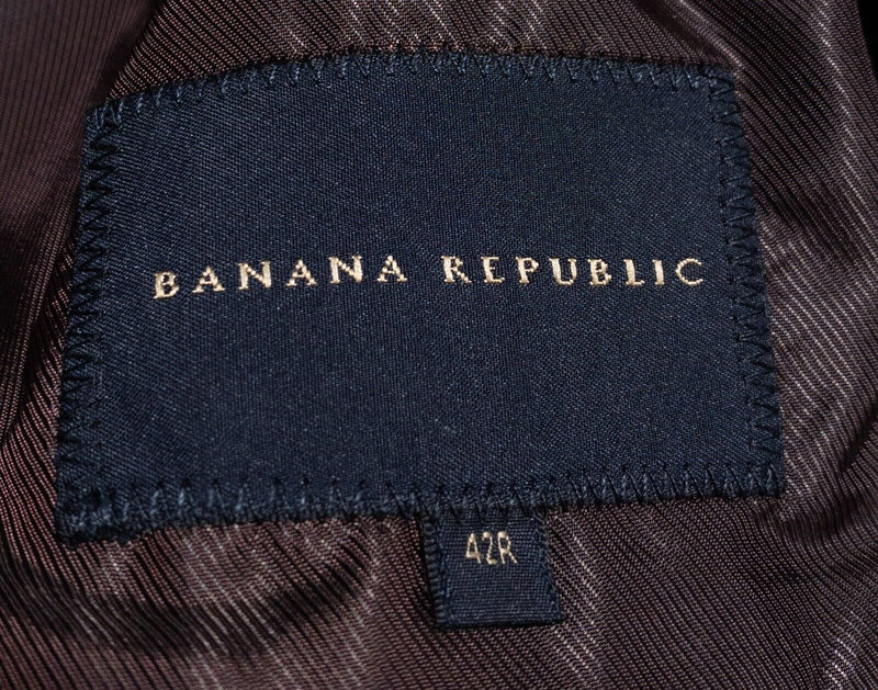 Banana Republic Nuback Leather Blazer Men's 42R Brown Lined 2-Button