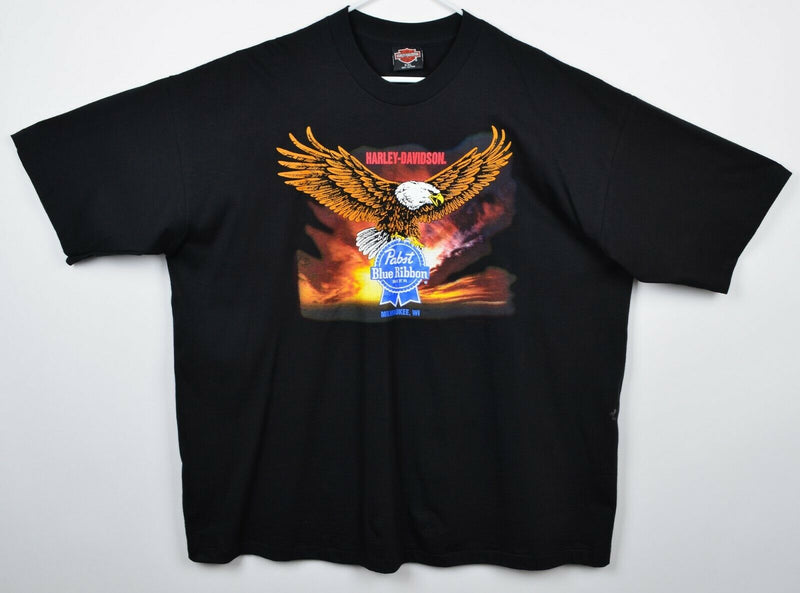 Vintage 1993 Harley-Davidson Men's 2XL PBR Pabst Blue Ribbon Beer Eagle T-Shirt