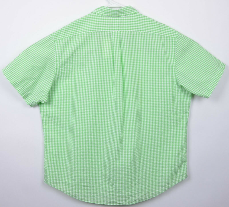 Polo Ralph Lauren Men's 2XL Seersucker Lime Green Gingham Button-Down Shirt