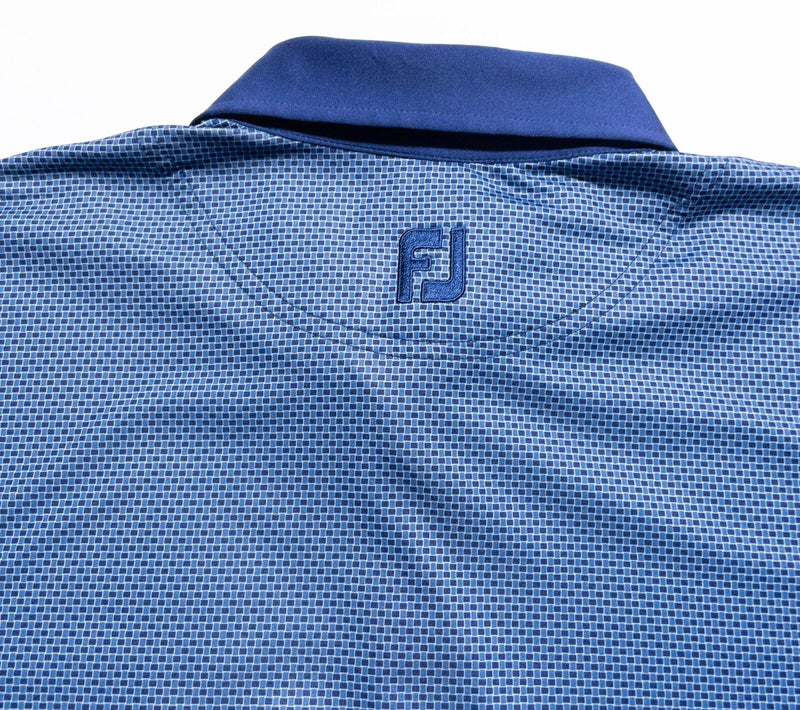 FootJoy Golf Shirt Men's Medium Blue Check Wicking Stretch Performance Polo