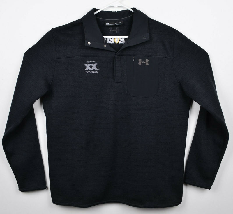 Under Armour Men's XL ColdGear Henley Snap Black Dos Equis CFP Sweater Jacket