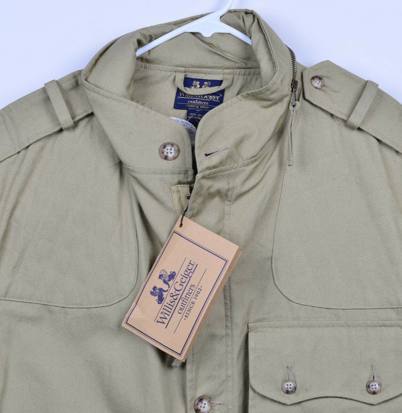 Vintage Willis & Geiger Men's Large Bush Poplin Safari Hunting Zip Hooded Jacket