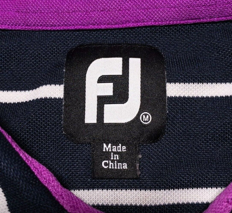 FootJoy Golf Polo Medium Men's Wicking Navy Blue Purple Performance Stretch