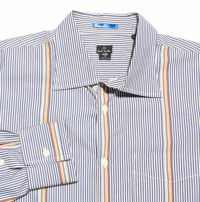 Paul Smith Shirt XL Men's Blue Stripe Accent Stripe Long Sleeve Button-Front