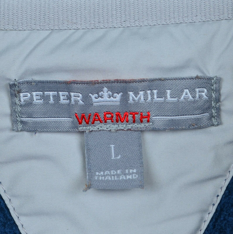Peter Millar Warmth Men's Large Blue 1/4 Zip Pullover Fleece Golf Jacket Belfair