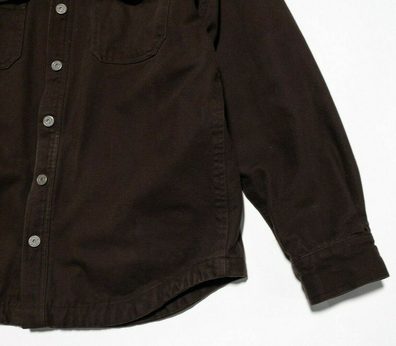 Duluth Trading Men's Hanger Bender Fire Hose Shirt Jac Fleece-Lined Brown Medium