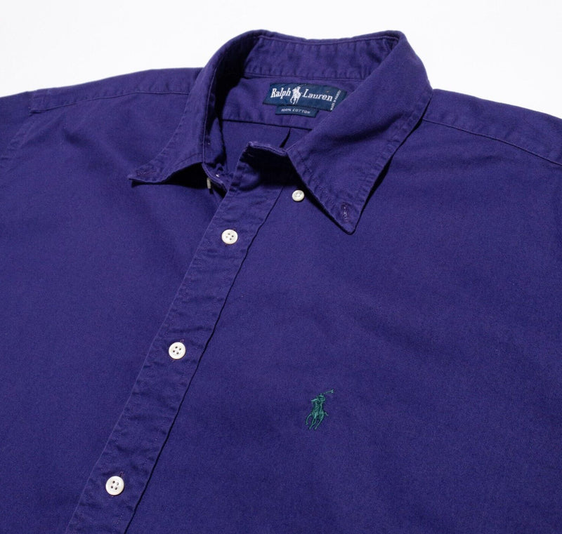 Polo Ralph Lauren Shirt Mens XL Long Sleeve Button-Down Solid Purple Vintage 90s