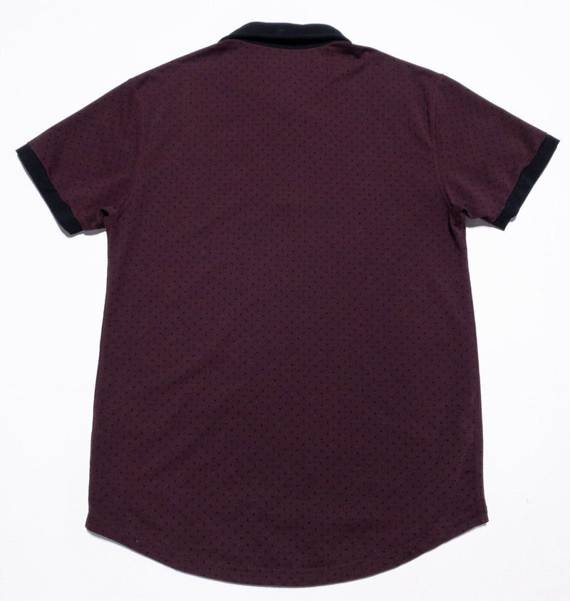 BYLT Drop Cut S/S Polo Shirt Men's Medium Polka Dot Burgundy Red Black