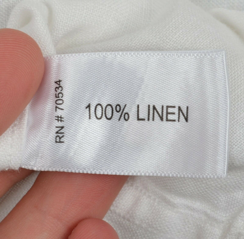 Orvis Men's Sz XL 100% Linen Solid White Pocket Long Sleeve Button-Front Shirt