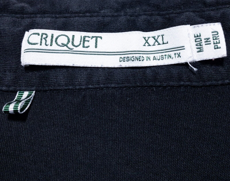 Criquet Polo XXL Men's Shirt Solid Black Pocket Logo Short Sleeve 2XL