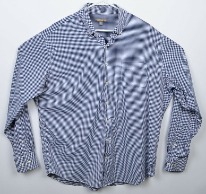 Peter Millar Summer Comfort Men's XL Navy Blue Check Wicking Button-Down Shirt