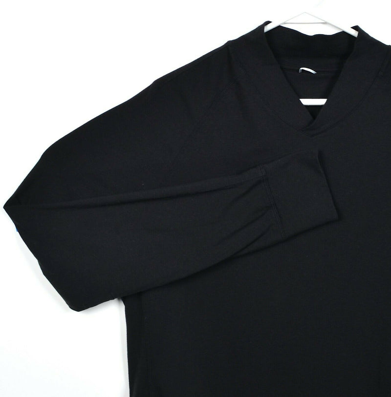 Kit & Ace Men's Large? Technical Cashmere Solid Black V-Neck Long Sleeve Shirt