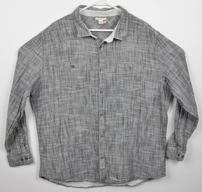 Carbon 2 Cobalt Men's 2XL Gray Textured Long Sleeve Button-Front Shirt