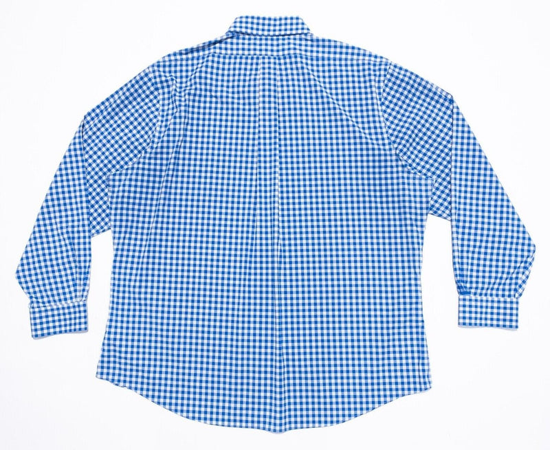 Brooks Brothers XXL Shirt Men's Performance Nylon Wicking Blue Check Long Sleeve