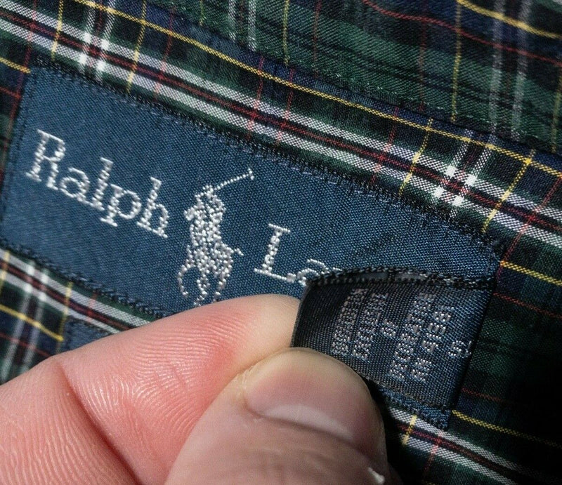 Polo Ralph Lauren Shirt Men's 2XL Button-Down Dark Green Tartan Plaid Pony