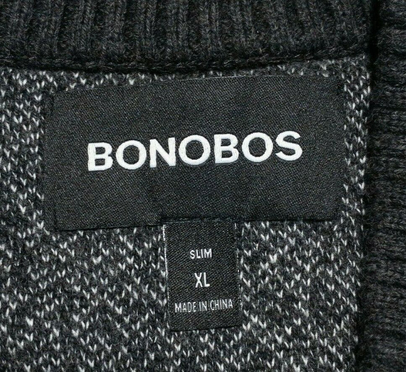 Bonobos Men's XL Slim Cotton Cashmere Blend Black Full Zip Sweater Bomber Jacket