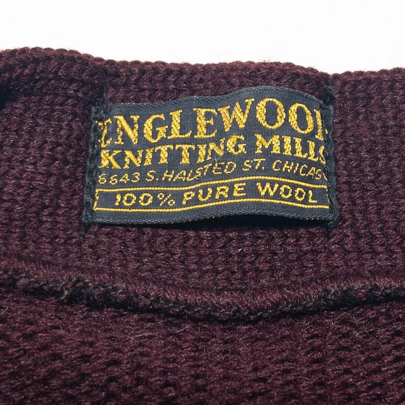 Vintage 50s Letterman Cardigan Adult S/M Sweater Maroon Inglewood Knitting Mills