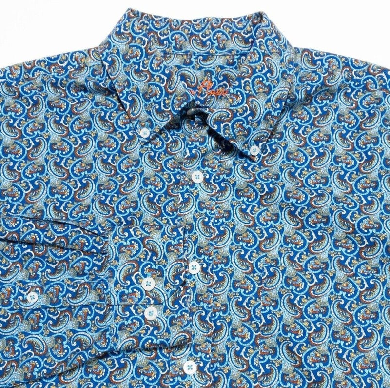 Alan Flusser Paisley Shirt Large Men's Long Sleeve Blue Colorful Button-Down