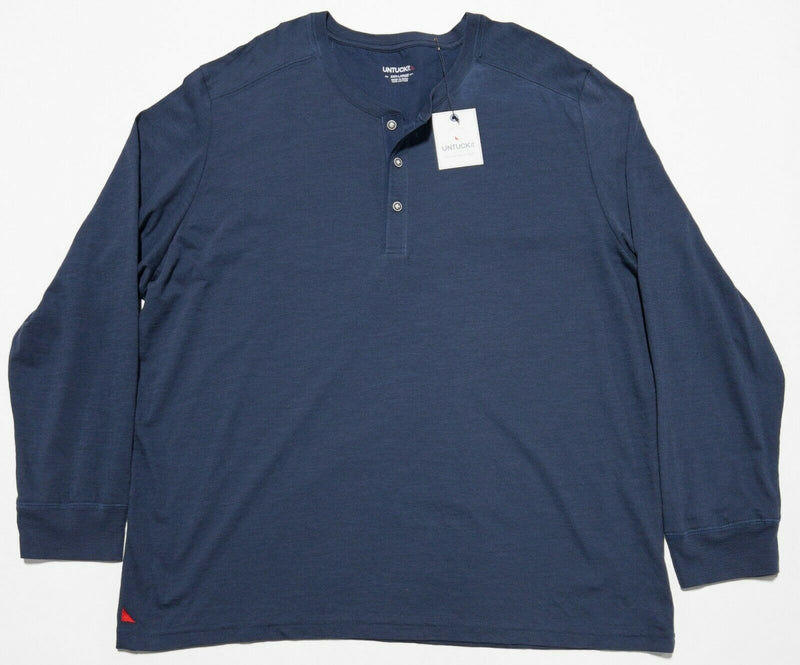 UNTUCKit Men's 3XL Solid Navy Blue Alessandro Henley Collar Pullover Shirt