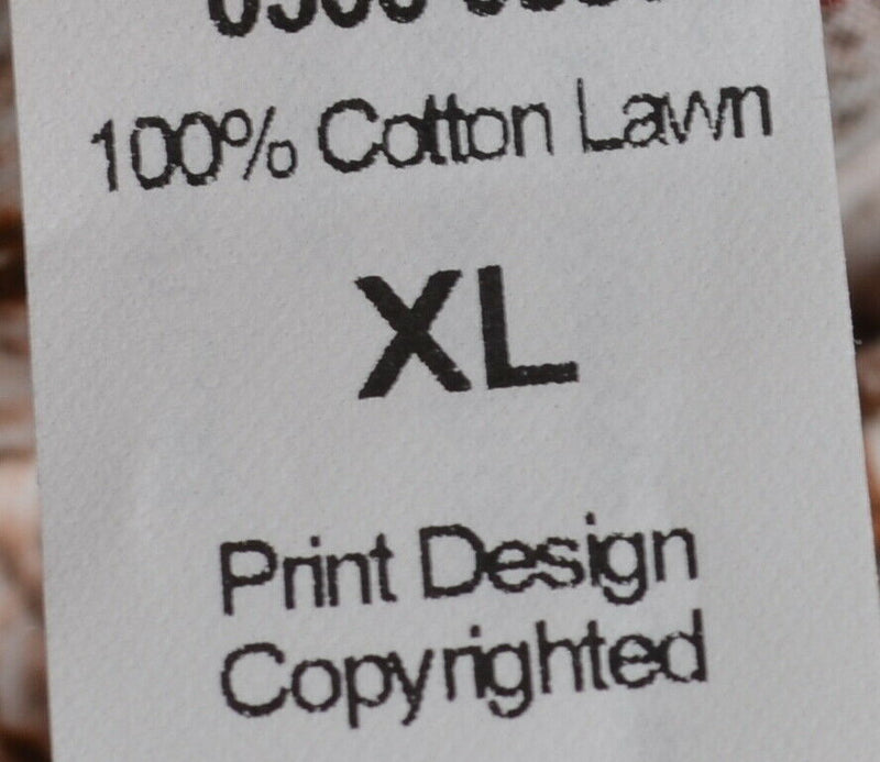Tori Richard Men's XL Brown Geometric Cotton Lawn Hawaiian Aloha Camp Shirt