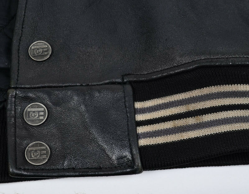 Vintage 90s Phat Farm Men's 4XL Leather The New American Dream Black Snap Jacket