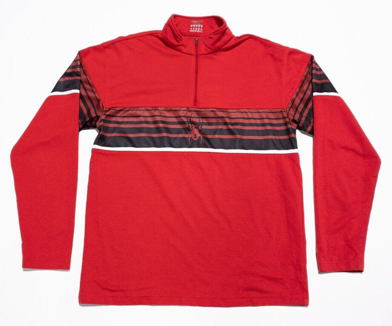 Spyder 1/4 Zip Pullover Men's Large Red Stripe Ski Base Layer Outdoor Logo