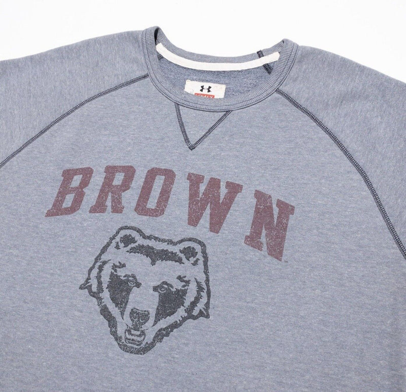 Brown University Sweatshirt Men's XL Under Armour Gray Brown Bears Pullover Crew