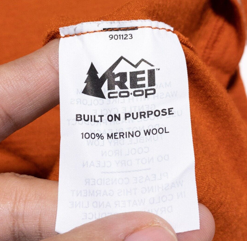 REI Base Layer Men's Large Merino Wool Long Sleeve Crew Neck Outdoor Orange