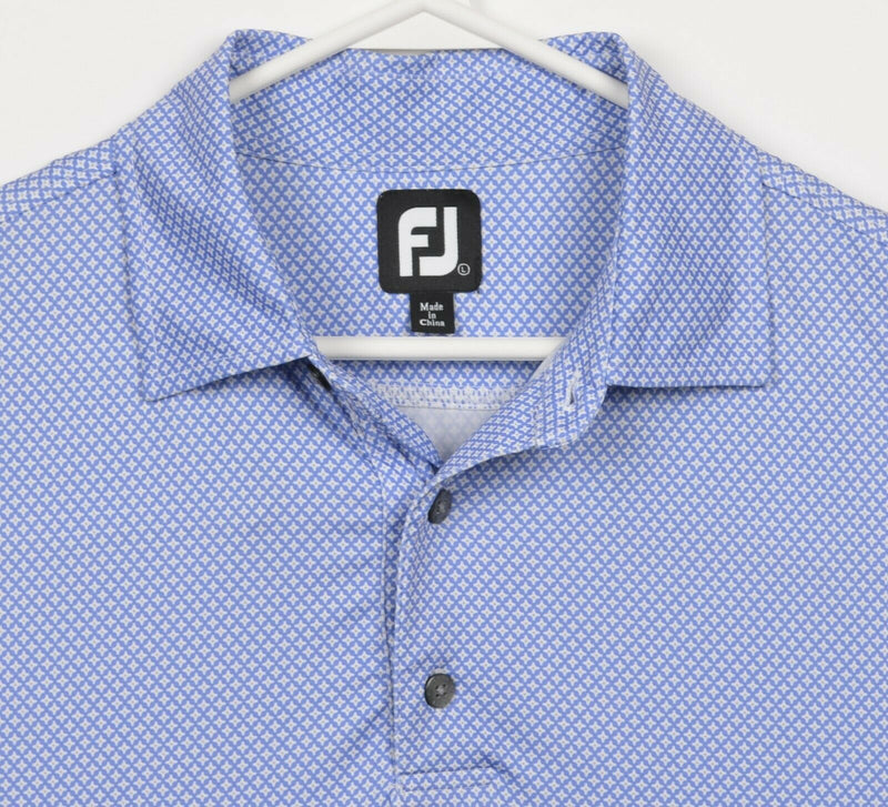 FootJoy Men's Large Blue Yellow Geometric Starburst Wicking FJ Golf Polo Shirt