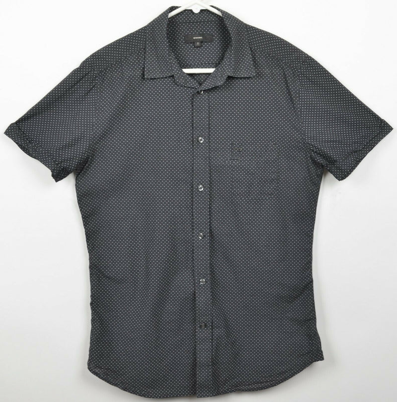Diesel Men's Small Black Polka Dot Designer Short Sleeve Button-Front Shirt